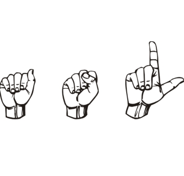 Hands form sign language letters for "A," "S," and "L"